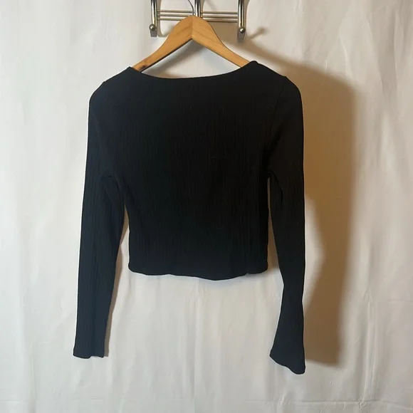 Cropped ribbed long sleeved tee - Picture 3 of 5